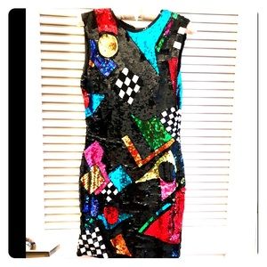 Vintage 80s Sequined Mini Dress